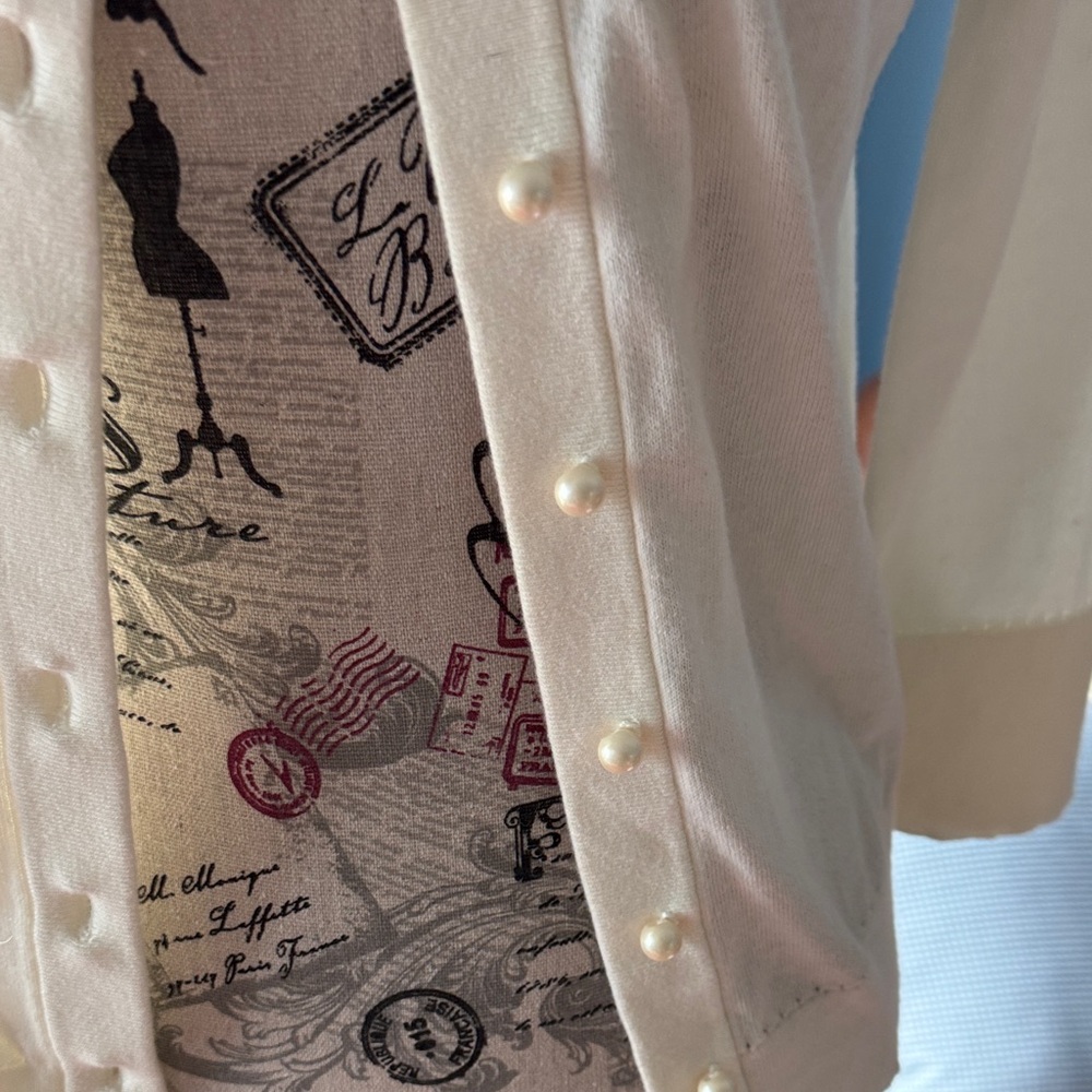Kate Spade Ivory Cardigan with Pearl Accents - Picture 3 of 6